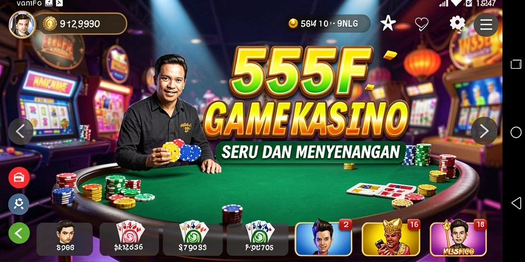 Tampilan gameplay seru aplikasi Kasino 555F.