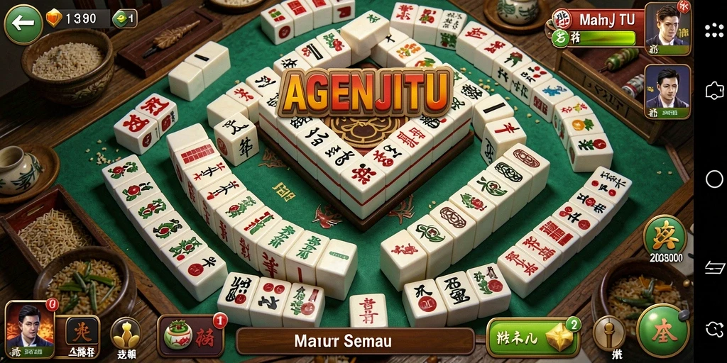 Tampilan permainan Mahjong yang menarik dalam AGENJITU.
