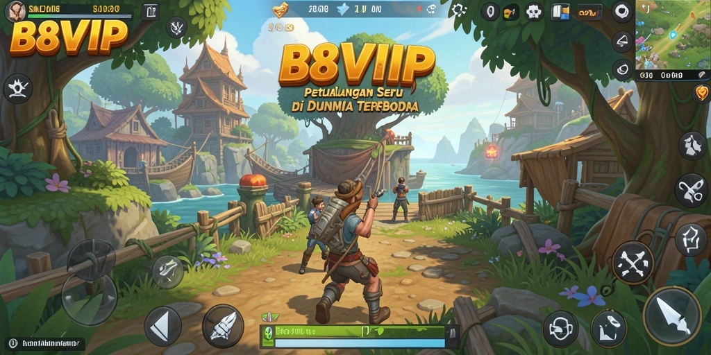 Gambar menunjukkan pemain menjelajahi dunia terbuka B8VIP dengan penuh petualangan.