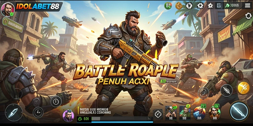 Tampilan gameplay seru dari IDOLABET88 dengan aksi Battle Royale.