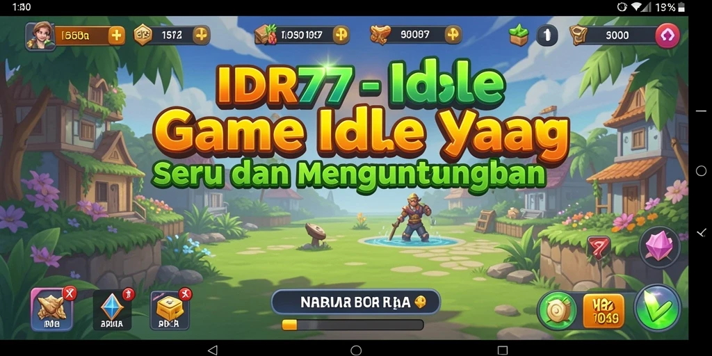 Screenshot gameplay IDR77 menampilkan karakter dalam mode idle yang bekerja secara otomatis.