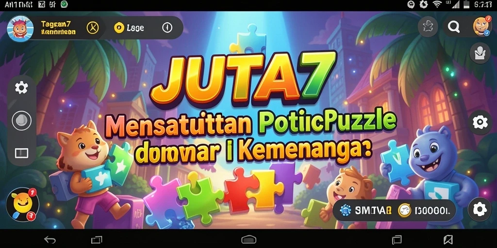 Gameplay seru JUTA7 yang menampilkan potongan puzzle sedang disusun.