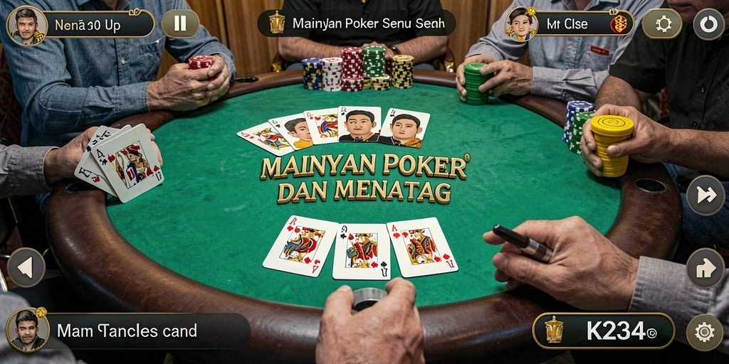 Screenshot gameplay K234 menampilkan suasana poker yang mendebarkan.