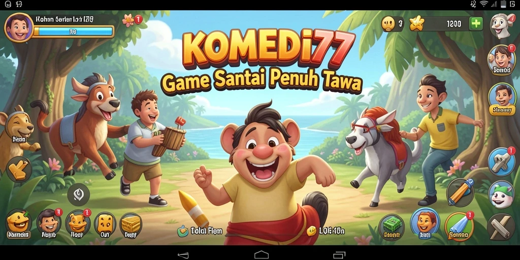 Tangkapan layar gameplay lucu dari KOMEDI77 yang penuh tawa.