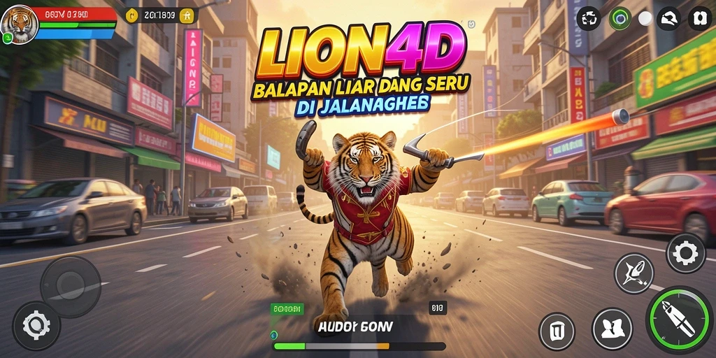 Tampilan gameplay LION4D yang dinamis dan menegangkan saat balapan.