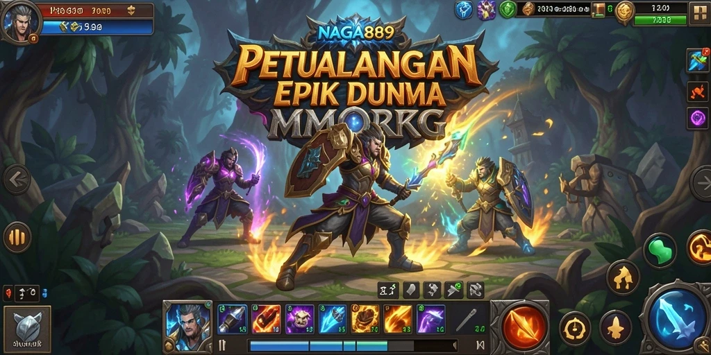 Screenshot NAGA889 menampilkan pertempuran epik dalam dunia MMORPG.