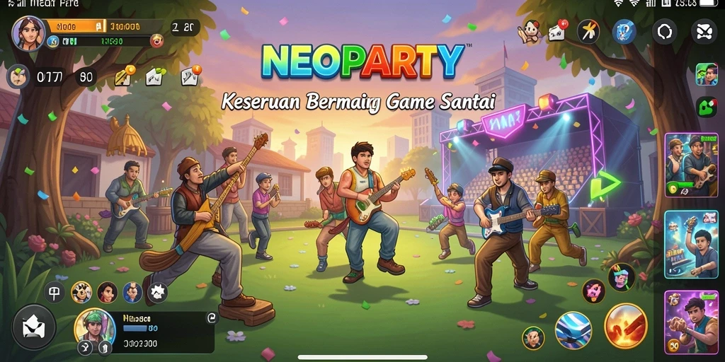Tangkapan layar gameplay NEOPARTY menampilkan keseruan bermain secara santai.