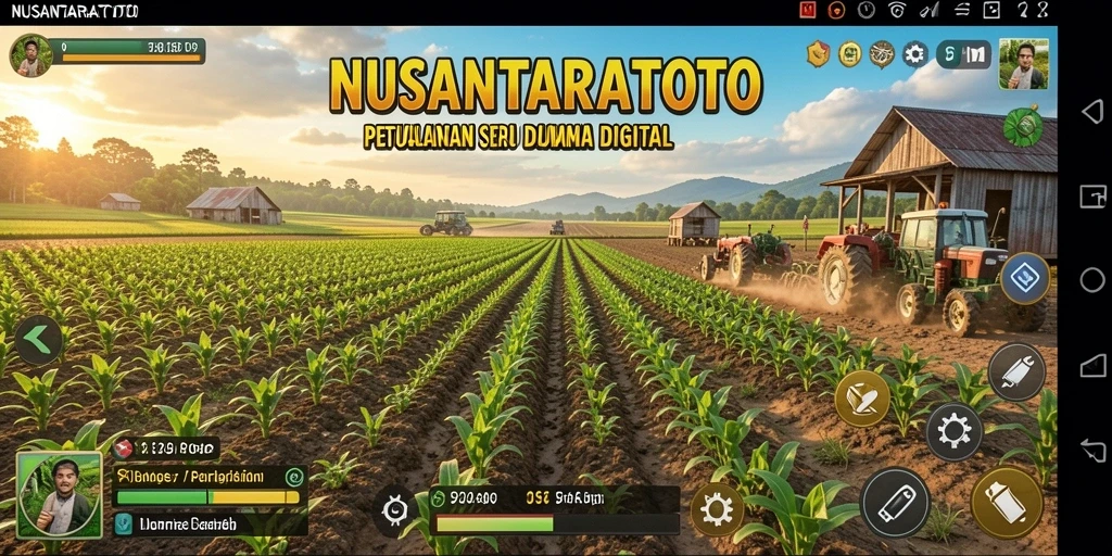 Tampilan gameplay NUSANTARATOTO dengan aktivitas bertani yang menyenangkan.