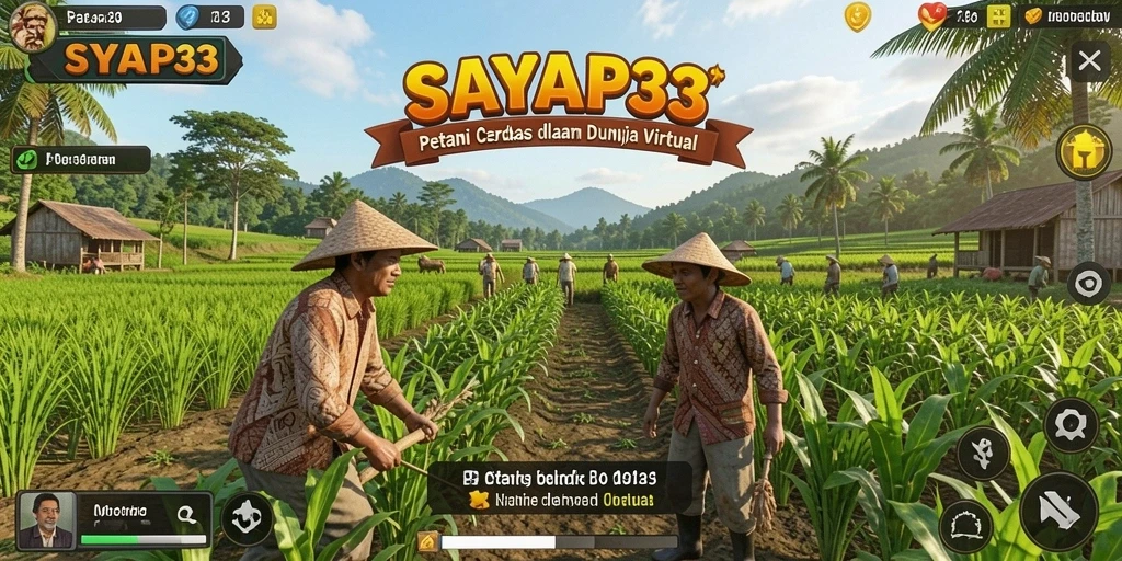 Screenshot utama SAYAP33 menampilkan petani yang sedang merawat tanamannya.