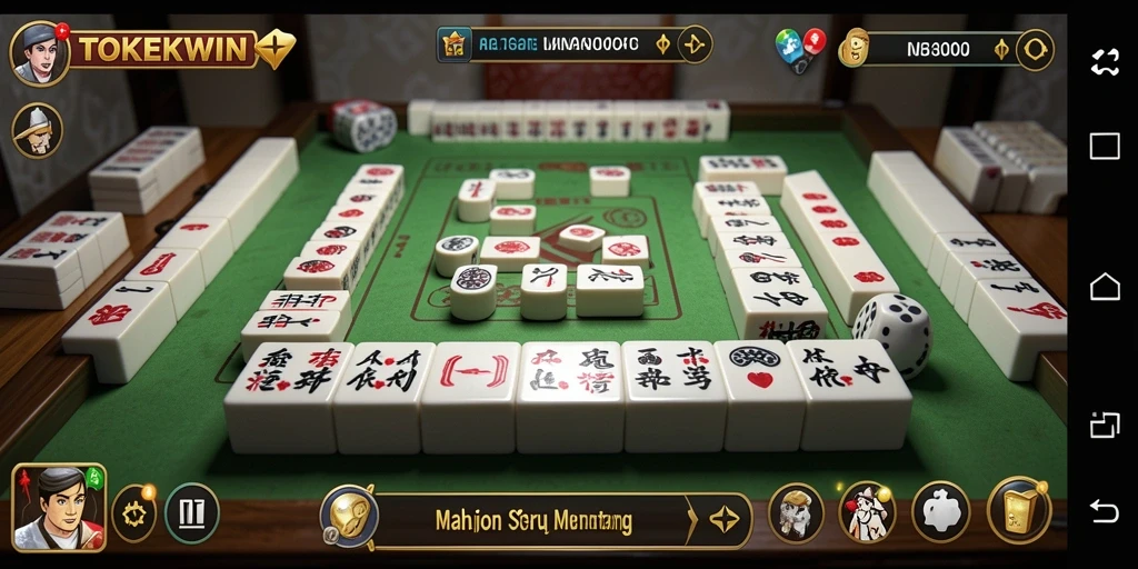 Tampilan gameplay seru dari TOKEKWIN yang menampilkan keseruan bermain Mahjong.