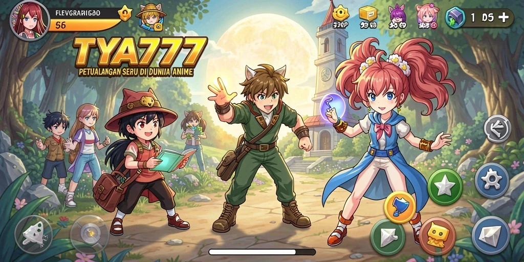 Screenshot utama TYA777 menampilkan karakter Anime dalam pertarungan epik.