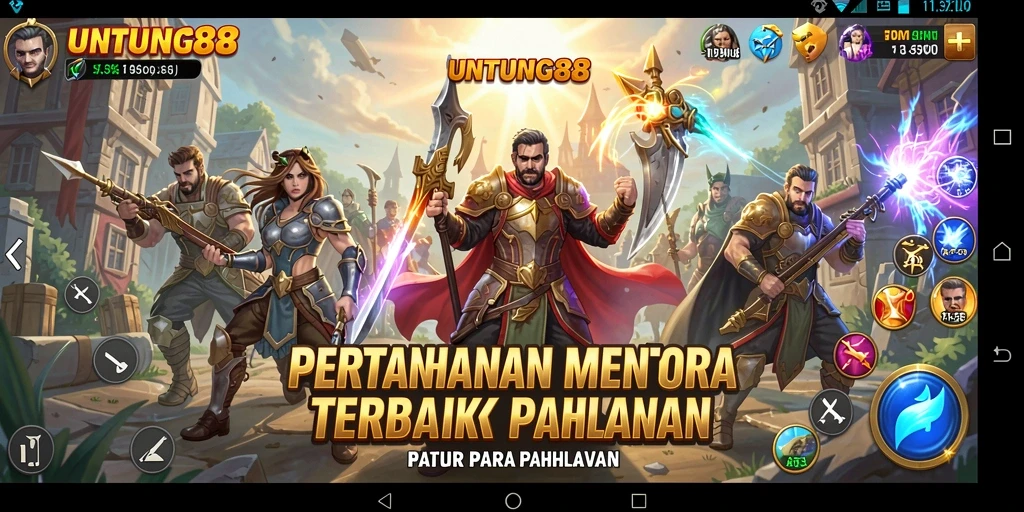 Tangkapan layar UNTUNG88 menampilkan aksi gameplay menara pertahanan yang mendebarkan.