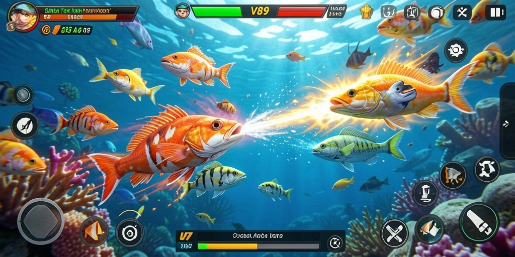Screenshot V89 menampilkan gameplay Tembak Ikan yang seru dan penuh aksi.