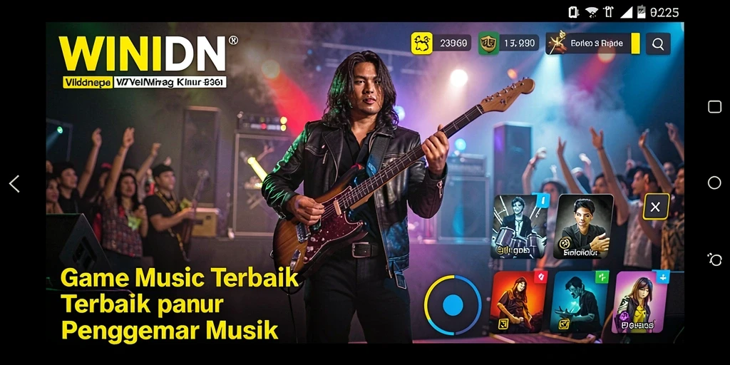 Screenshot gameplay WINIDN yang menampilkan fitur permainan musik interaktif.
