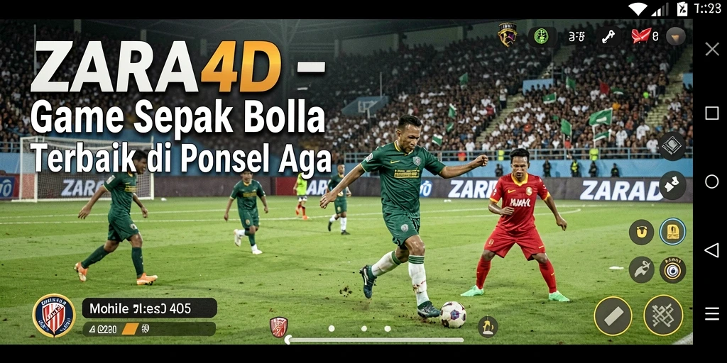 Screenshot gameplay ZARA4D menampilkan aksi pertandingan sepak bola yang mendebarkan.