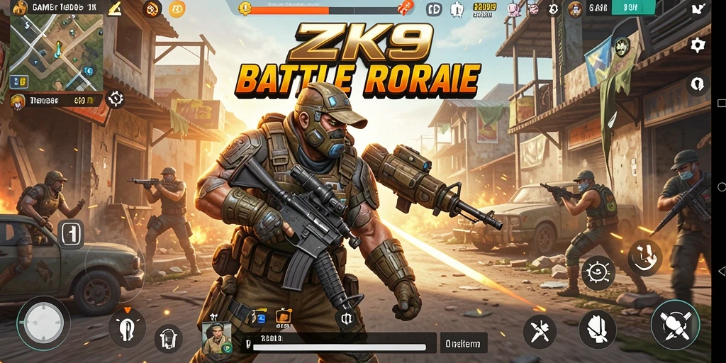 Screenshot gameplay ZK9 menunjukkan pertempuran sengit di arena Battle Royale.