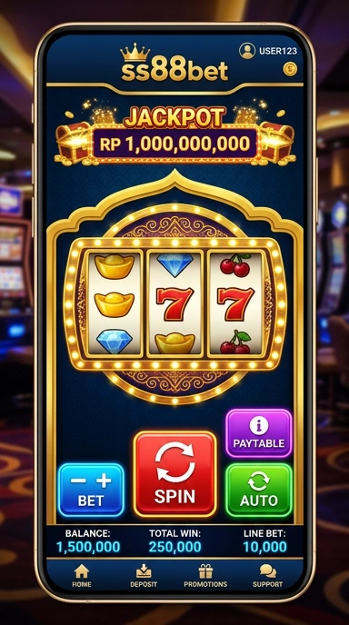 Tampilan antarmuka pengguna aplikasi ss88bet.